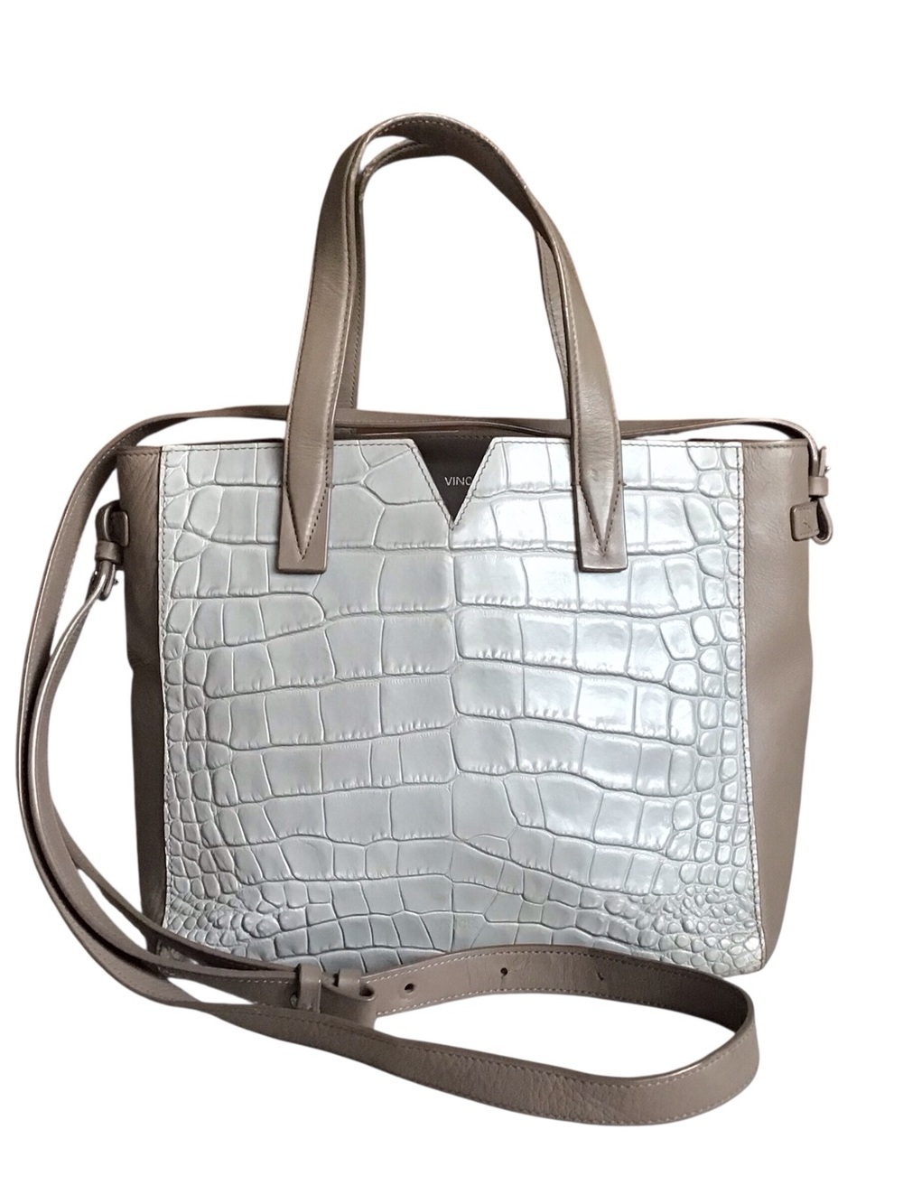 Vince Baby Signature V Croc Embossed Crossbody Bag